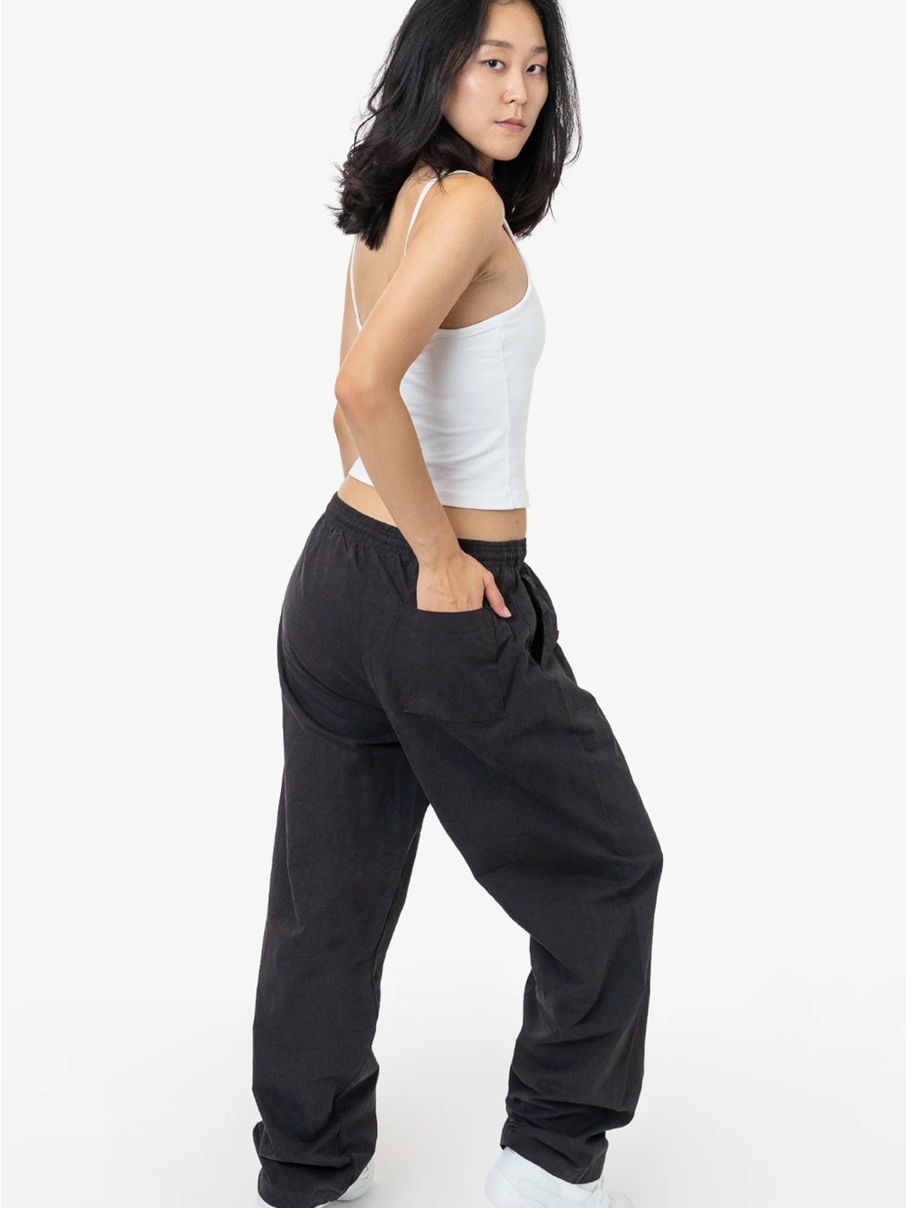 Los Angeles Apparel Black Wide-Leg Drawstring Pants